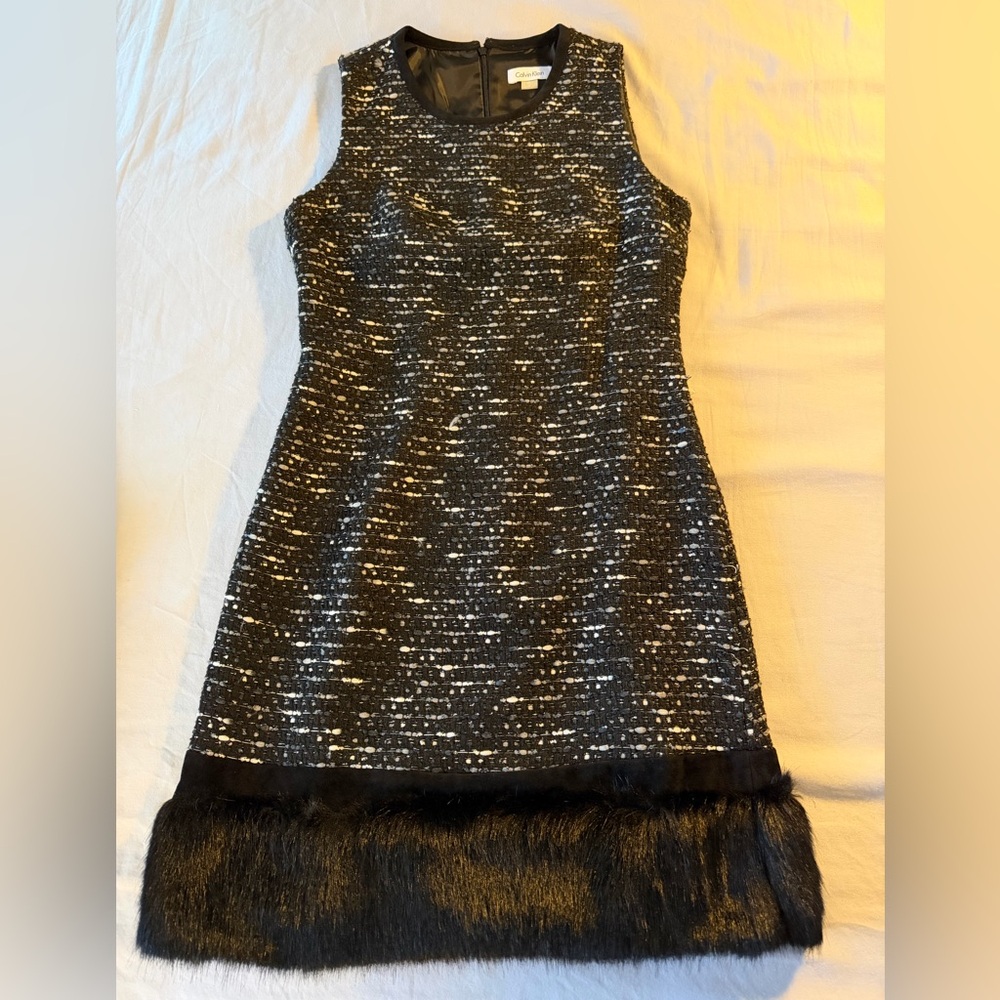 Calvin Klein Black and White Midi Dress